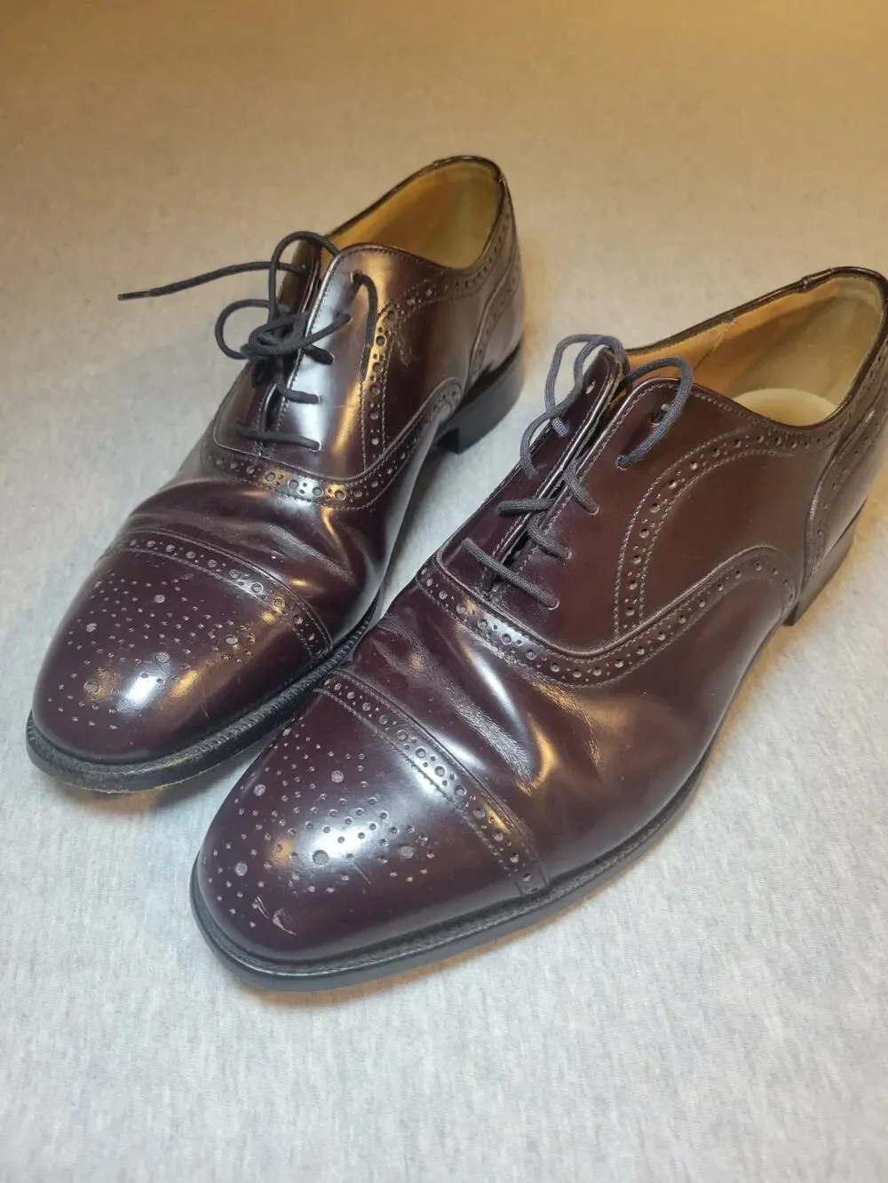 Royal Tweed Brown Leather Cap Toe Brogue Lace-Up Oxford Dress Shoes 10C